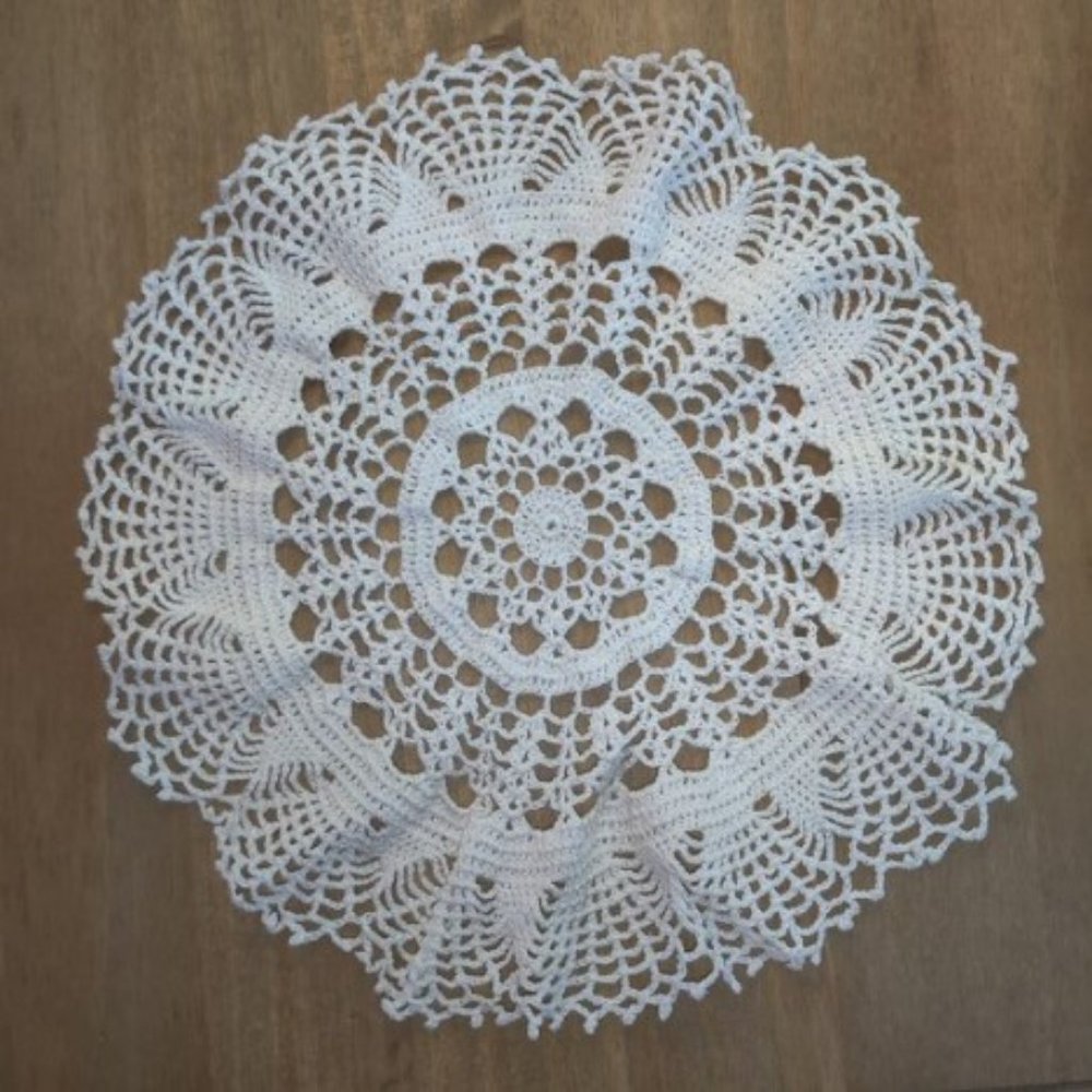 12" Vintage Solid White Cotton Doily